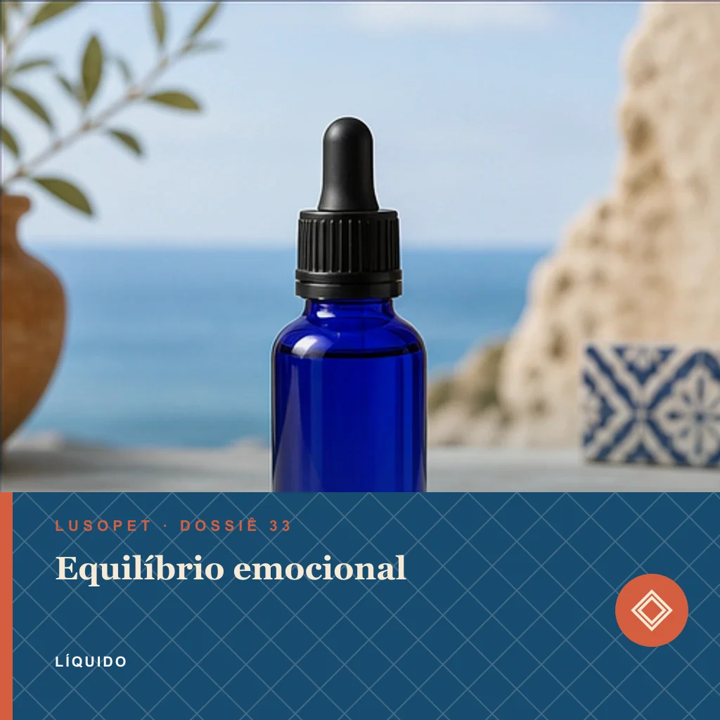 Equilíbrio emocional em líquido, conceito de suplemento para marca própria Lusopet